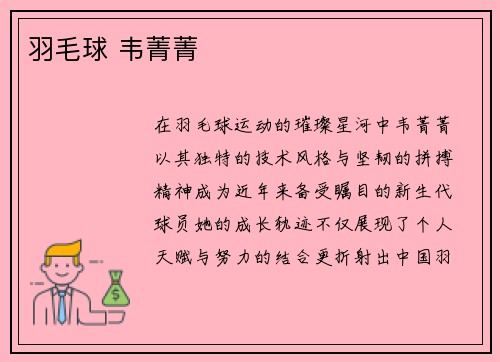 羽毛球 韦菁菁