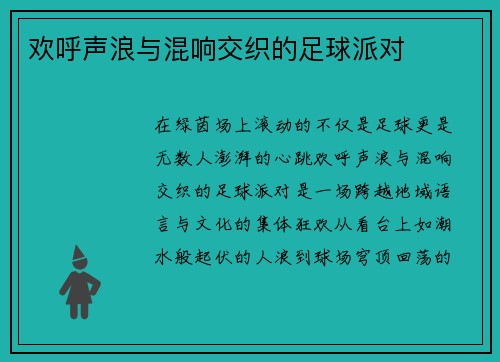 欢呼声浪与混响交织的足球派对